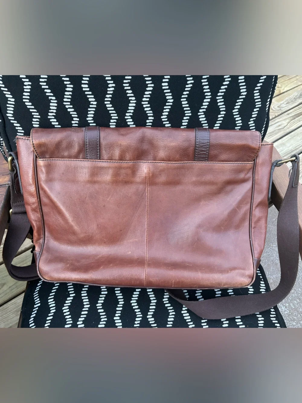 Fossil Brown Leather Messenger Laptop Bag Crossbody Shoulder Bag